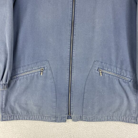 Vtg St Johns Bay Jacket Womens Sz L Blue Chore Coat Hooded Plaid Lined Full Zip - Picture 3 of 16